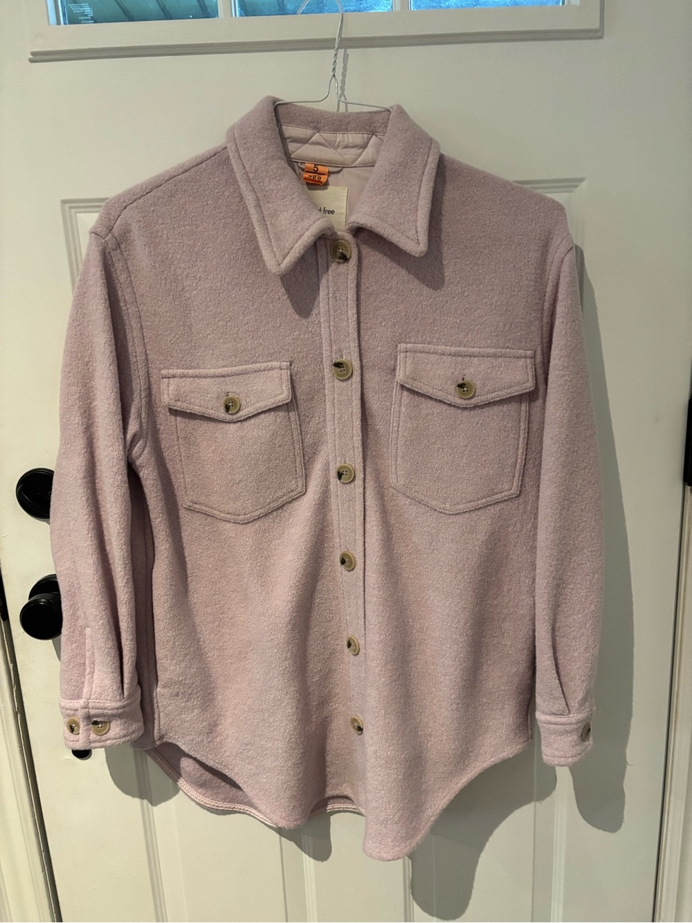Wilfred Light Purple Ganna Shirt Jacket, Button-Front Utility Shacket